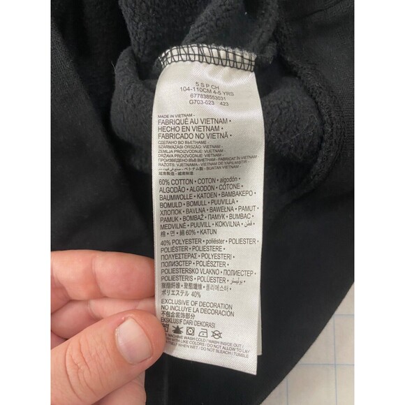 Nike Boys Hoodie Black Grey and White Long Sleeve Front Pocket Athletic Size 5 - Picture 6 of 9